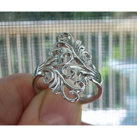 925 STERLING SILVER Unique Swirls Statement Ring - Picture 7 of 16